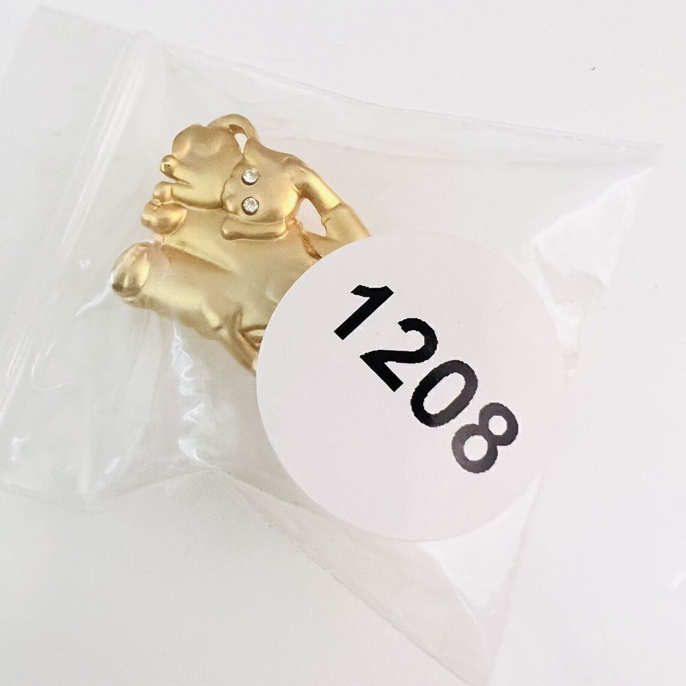 Vintage Brooch Boy Cap Dog Puppy Brushed Gold Tone Pearl Head Rhinestones 1208 - Picture 8 of 8